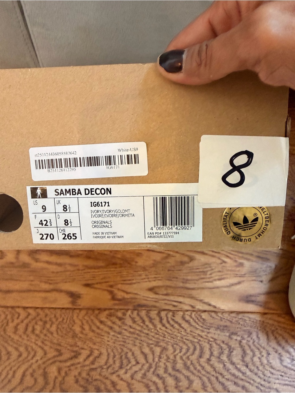 adidas Samba Decon Box Label - Ivory with Gold Accent - Picture 3 of 4